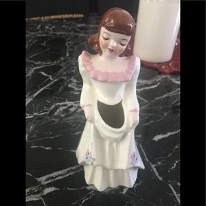 Vintage porcelain girl figurine flower holder vase